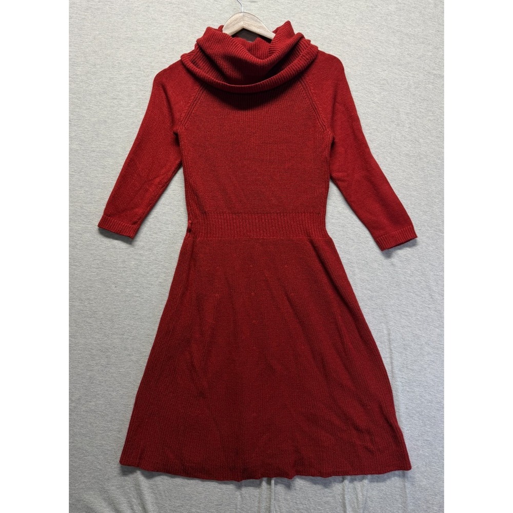 The Limited Sweater Dress Womens Small Red 3/4 Sleeve Cowl Neck Winter Wear